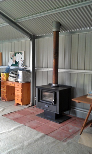 The garden shed (the new big one) now boasts a heater to keep us warm 